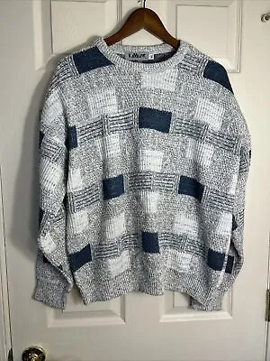 Vintage Men’s Lavane New York Sweater Gray Green Pullover Crewneck Size XL USA • $16