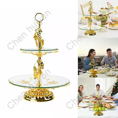 2 Tier Fruit Plate Cupcake Stand Wedding Cake Dessert Tray Holder Display Tower • $13.30