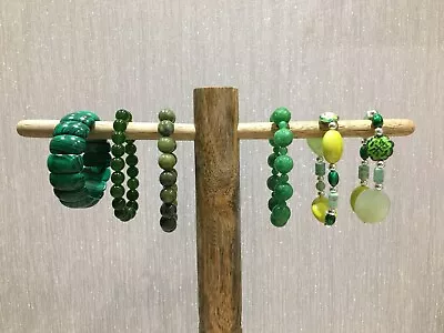 The Green Selection - Choice Of Elasticated Genuine Gemstone Bracelets • $42.60