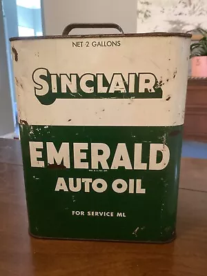 Vintage 2 Gallon Sinclair Emerald Auto Oil Can • $30