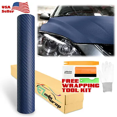 3D Carbon Fiber Navy Blue Matte Texture Vinyl Car Wrap Sticker Decal Film Sheet • $269