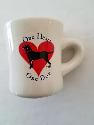 BLACK LAB DOG Coffee Mug Heavy Diner Style (ONE HEART ONE DOG) THICK HANDLE • $30.76