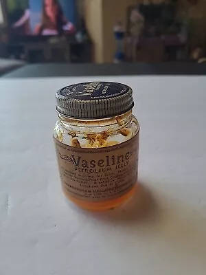 Vintage Vaseline Petroleum Jelly 3 1/2 Oz. Glass Jar Blue Seal • $19