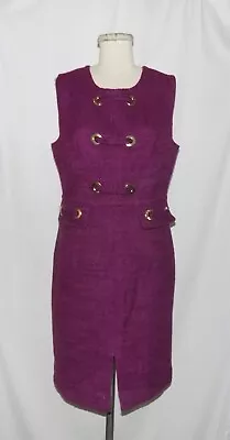 Milly New York Burgundy Boucle Knit W/Grommet Detail Knee-Length Sheath Dress 12 • $52.50