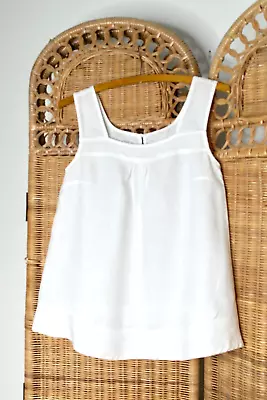 Linen Blouse Marks & Spencer Pure Linen White Sleeveless Summer Smock Top UK 8 • £9.99