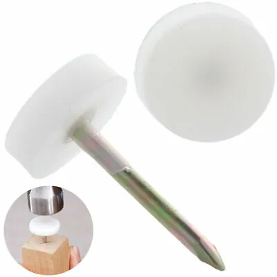 FURNITURE NAIL IN GLIDES Table Leg Foot Feet Skid Scratch Floor Protection WHITE • £6.56