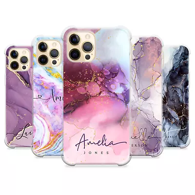 Personalised Phone Case Gold Marble Silicone Cover For IPhone 15 12 13 14 XR XS • £6.29