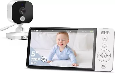 GHB Baby Monitor With Camera And Night Vision 5'' 720P HD 5000mAh Monitor • £39.95