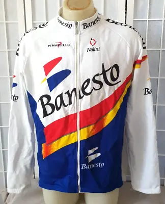 Vintage Nalini Banesto Thermal Cycling Jersey Long Sleeve Blue White Top Size L • $50