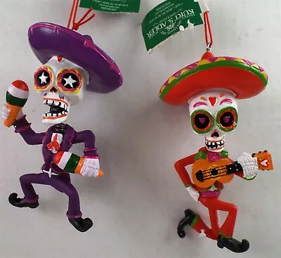 Day Of The Dead MARIACHI MUSICIAN (2) ORNAMENTS Bobble Head Kurt Adler NEW • $19.95