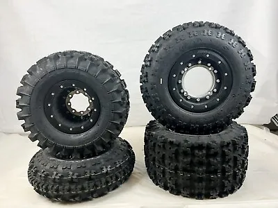 Hiper Tech 3 Beadlock Wheels Maxxis Razr 2 Tires Front/Rear Kit KFX450R KFX400 • $1595