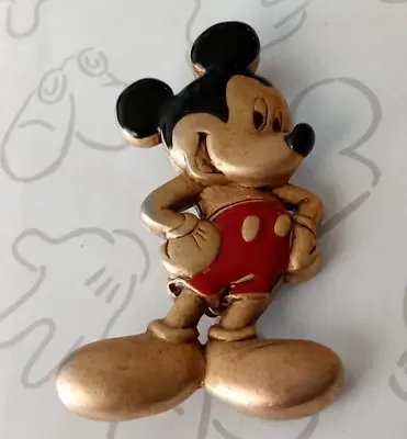 Mickey Mouse Unlimited Full Body Brass Tone Disney Pin Brooch Vintage • $16.99