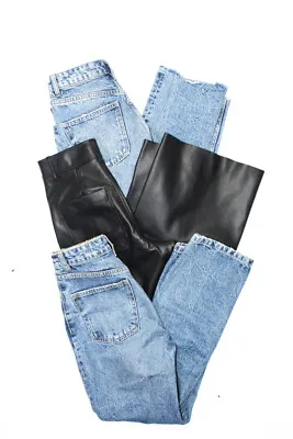 $41.99 • Buy Zara Womens Faux Leather Pants Jeans Black Blue Size 2 0 Lot 3