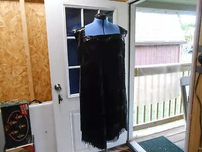 Halloween COSTUME Black  Flapper Stringsr Dress  Size M With Cheap Feather Balbo • $14.99