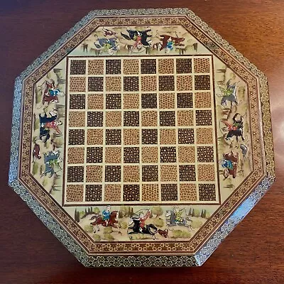 VTG Persian Khatam Style Chess Board Painted Wood Mosaic Octagon 14” ## READ### • $24.65