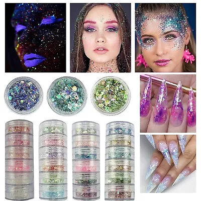 Mermaid Nails Sequins Glitter Thick Fluorescent Color Acrylic Nail Designs • $6.30