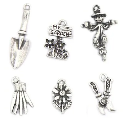 Garden Charms - Silver Plated - Set Of 6 - New - UK Seller - Craft Jewellery • £3.49