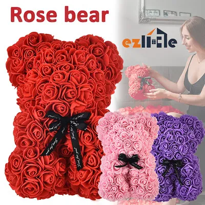 $16.99 • Buy Artificial Teddy Rose Flower Bear Women Girl Valentine Gifts Wedding Party Decor