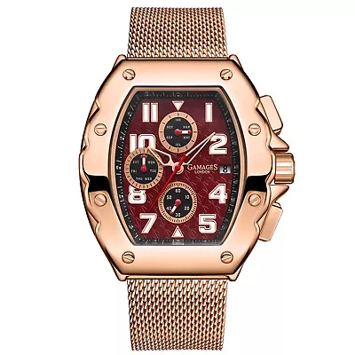 Mens Automatic Watch  Rose Gold Dimensional Stainless Steel Mesh Strap GAMAGES • £59.99