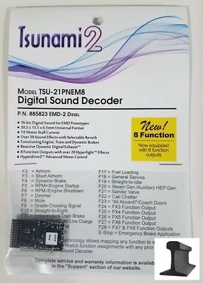 Soundtraxx 885823 Tsunami 2 TSU-21PNEM8 21 Pin Sound Decoder EMD-2 ~ 8 Function • $98.36