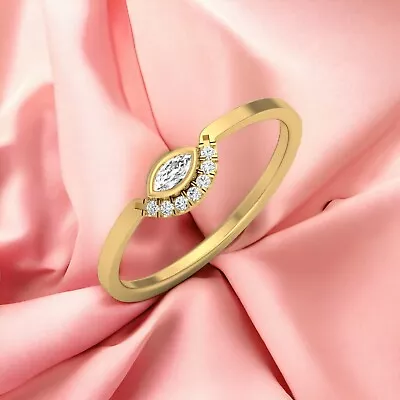 Marquise Moissanite Crown Ring In Solid 14k Gold Stackable Proposal Ring For Her • $484