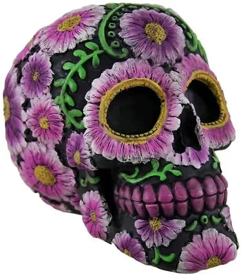 Floral Day Of The Dead Black And Pink Sugar Skull Coin Bank • $17.50