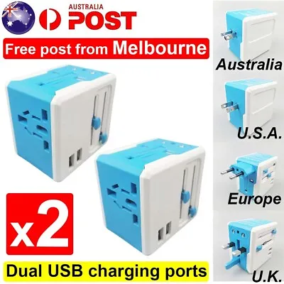 $19.99 • Buy 2 X Universal International Travel Plug USB Power Adapter Worldwide Converter