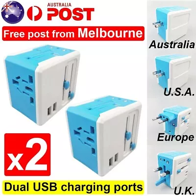 2 X Universal International Travel Plug USB Power Adapter Worldwide Converter • $19.99