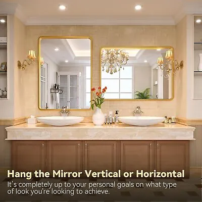 Rectangluar Vanity Mirror Wall Mounted Bathroom Mirror W/ Metal Frame Decoration • $94.99