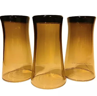 Anchor Hocking Linden Mocha Tumblers 16oz Smoky Brown Glasses Set Of 3  • $18