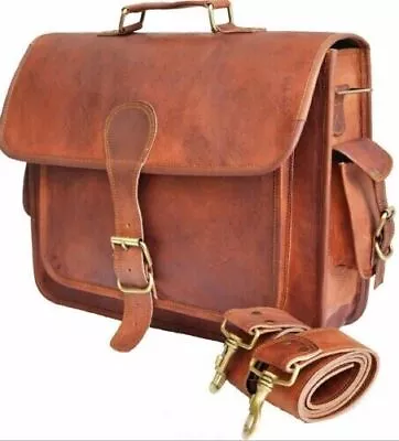 Men's Genuine Satchel Leather Vintage Laptop Shoulder Messenger Briefcase Bag • $89.91