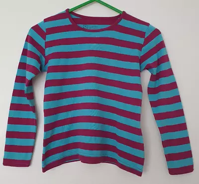 Katvig Girlslong Sleeves Top Blue/purple Stripes Size 122cmorganic Cotton • £2.99