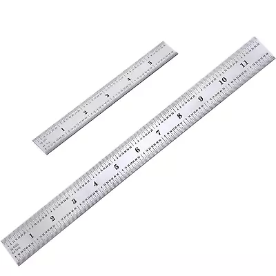 2 Pack Stainless Steel Ruler Machinist Engineer Ruler Metric Ruler With Marking • $9.53