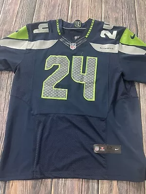 Nike On Field Marshawn Lynch #24 Seattle Seahawks NFL Jersey Mens SIZE 52 • $64.99