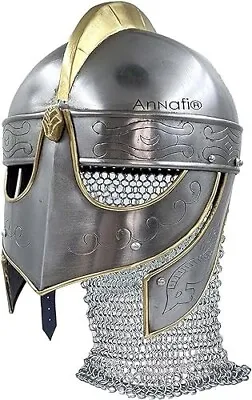 Handcrafted Viking Wolf Armor Helmet Silver Gold Medieval Metal Knight Helmets • $83.69