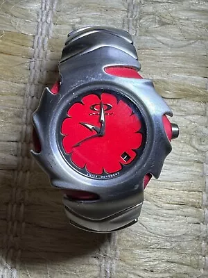 Oakley Blade Watch W/ Red Dial Brushed Stainless Steel 10 Bar Swiss Movement • $260