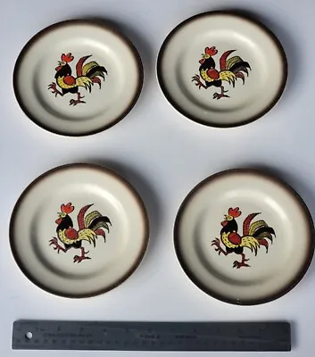 Vintage 50's Metlox Poppytrail Red Rooster 4 Pc. Set 6.5  Saucer Dinnerware • $18.99