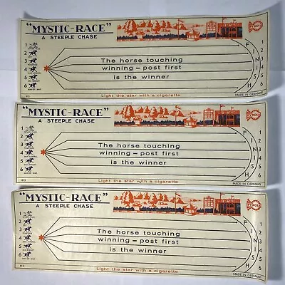 1930s PYROLA MYSTIC RACE A STEEPLE CHASE HORSE RACE CIGARETTE PAPER GAME 3pc. • £38