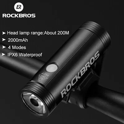 ROCKBROS Waterproof Cycling Bicycle Head Front Light USB Rechargeable LED Light • $22.99