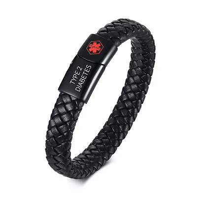 Free Custom Stainless Steel Medical Alert ID Bracelets For Men Wristband Jewelry • £7.79