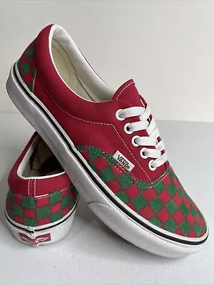VANS Low Top Unisex Shoes Men Size 8/Women Size 9.5 Red Green Checkered 507452 • $24.99