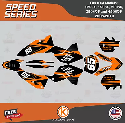 Graphics Kit For KTM 250SX-F And 450SX-F (2008-2010) Speed Series - Orange • $126.99