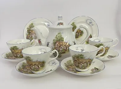 Arthur Wood & Son English Cottage Teaset Staffordshire Teapot 6293 Cups Plates • $59.99