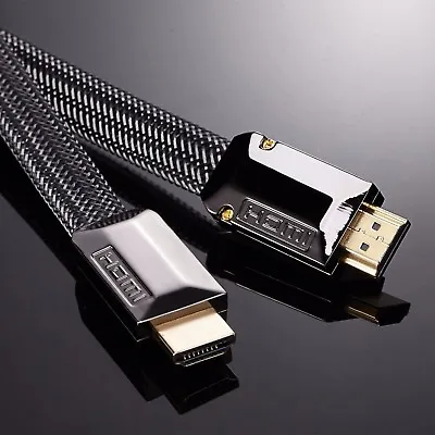 £7.48 • Buy Flat 4k Hdmi Cable 2.0 High Speed Gold Plated Braided Lead 2160p 3d Uhd Hdtv