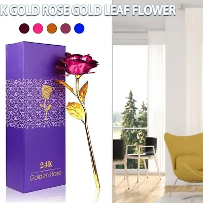 $12.21 • Buy 24K Gold Foil Rose Flower Romantic Valentine's Day Gift For Lover Family Friend