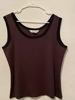 Exclusively MISOOK Brown Sleeveless Tank Knit Top Shirt Black  Trim ~ XL • $29.99