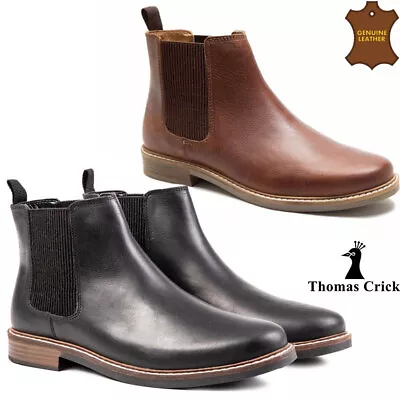 Mens Leather Chelsea Boots Dealer Ankle Smart Formal Casual Slip On Work Shoes • £32.95