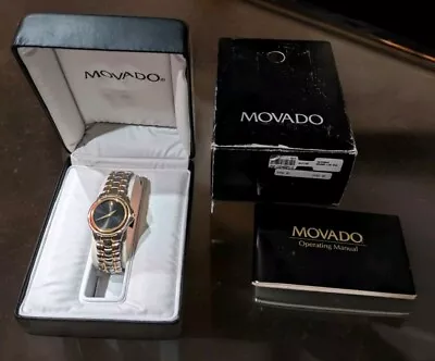 Movado 81-E4-9838 Two-Tone SS & Gold Black Dial Wristwatch W/ Box And Manual • $139.99