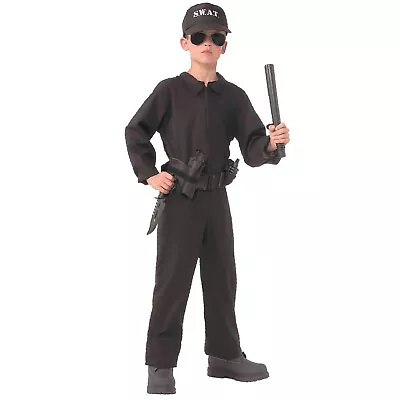 Child Boy's Black Ops Military Special Ops Halloween Costume Black Jumpsuit L M • $10.12