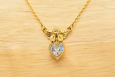 Vatican Library Collection Vintage Angel Necklace Heart Gold Pendant Signed BinT • $31.96